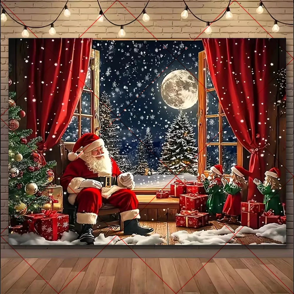 Natal inverno fundo vintage lareira festa decoração crianças photo studio suprimentos árvore de natal lanternas cenário nevado