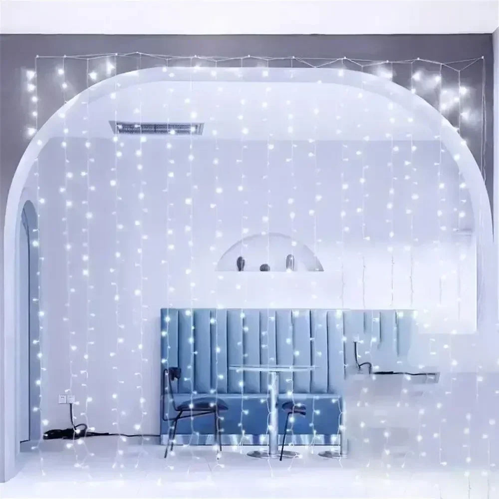 Luzes de Natal LED, Cortina de Luzes de Fada, Alimentadas por Bateria, 8 Modos, Decoração de Natal para Casa, Feriados, Ano Novo 2027, Lâmpada