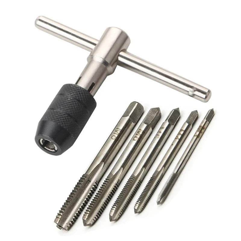 Chave de alça t m3 m4 m5 m6 m8 mão torneira reamer rosca conjunto de ferramentas de rosqueamento máquina ajustável rosca rosqueamento broca