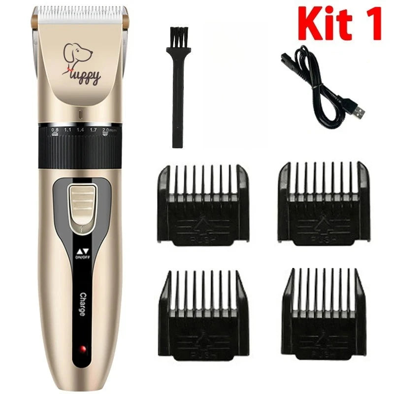 Kit de Tosa Elétrico Recarregável para Cães e Gatos, com Máquina de Cortar Pelos e Lixadeira de Unhas Silenciosa