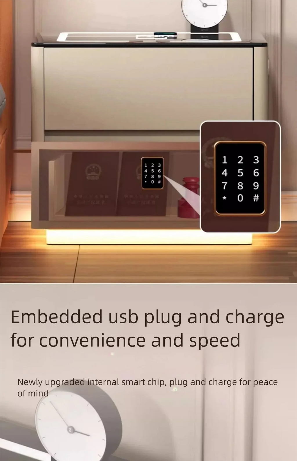 Mesa de Cabeceira Inteligente com Armazenamento para Quarto - Móveis para Casa