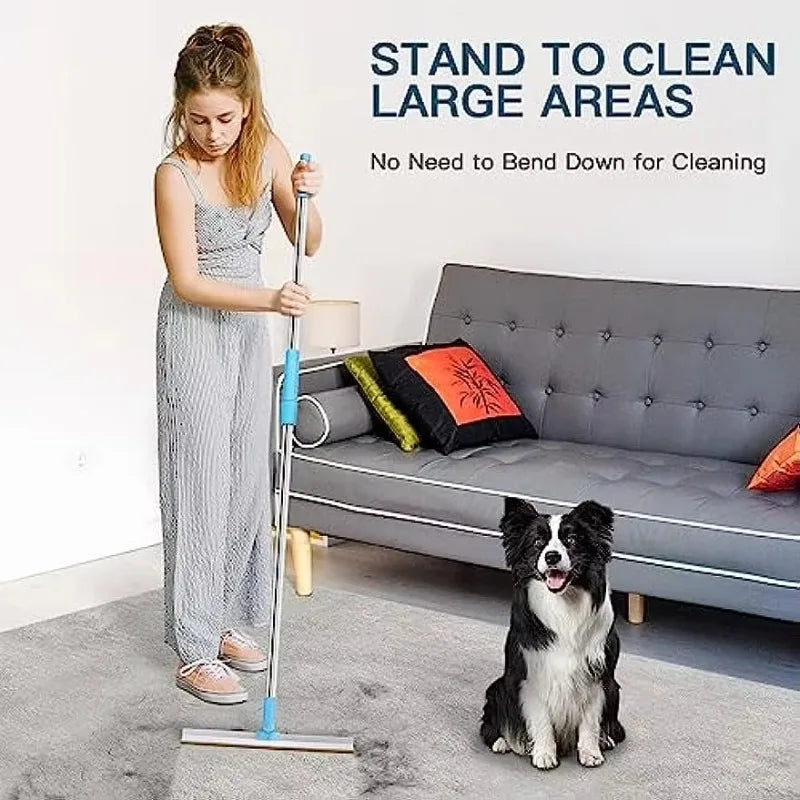 Conjunto removedor de pêlos de animais de estimação ferramenta de remoção de fluff metais alça telescópica tapete ancinho cão gato cabelo 180 °   Produtos para animais de estimação para barbear com carpete giratór