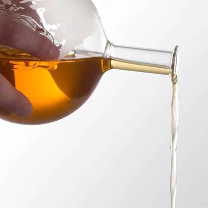 Decantador de uísque antigo, 850ml, navio, dispensador de uísque para licor, bourbon, vodka, vidro de vinho, globo com suporte de madeira, imperdível