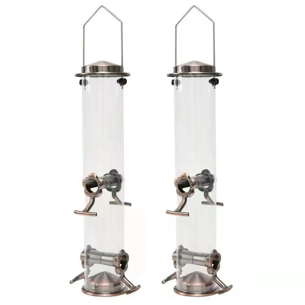 Alimentador de pássaros de metal, suprimentos para animais de estimação, à prova d'água, transparente, dispensador de comida para pássaros, automático, grande capacidade, tigela de alimentação de pássaros, papagaio