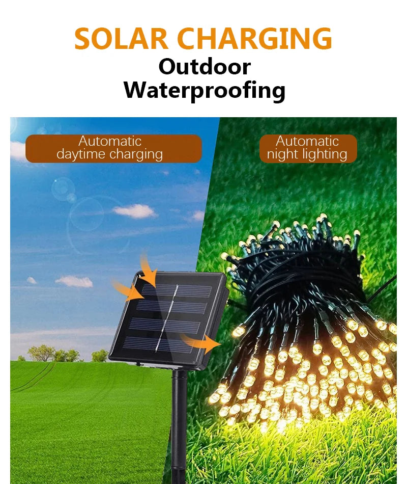 32m 22m 12m led luzes de corda solares vários modos painéis solares natal luzes ao ar livre à prova dwaterproof água estrelado luzes de fadas de natal