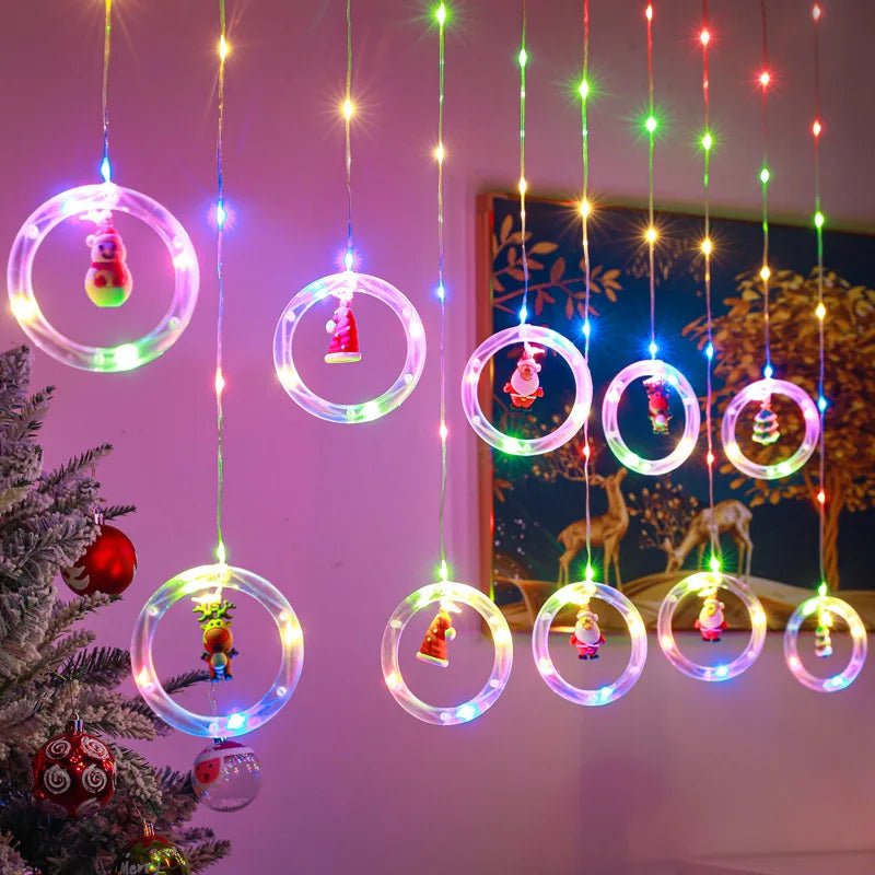 Decoração de lâmpada de janela de natal luzes de cortina de fadas 8 modos de trabalho luzes de corda de árvore de natal para festa de casamento decoração de casa