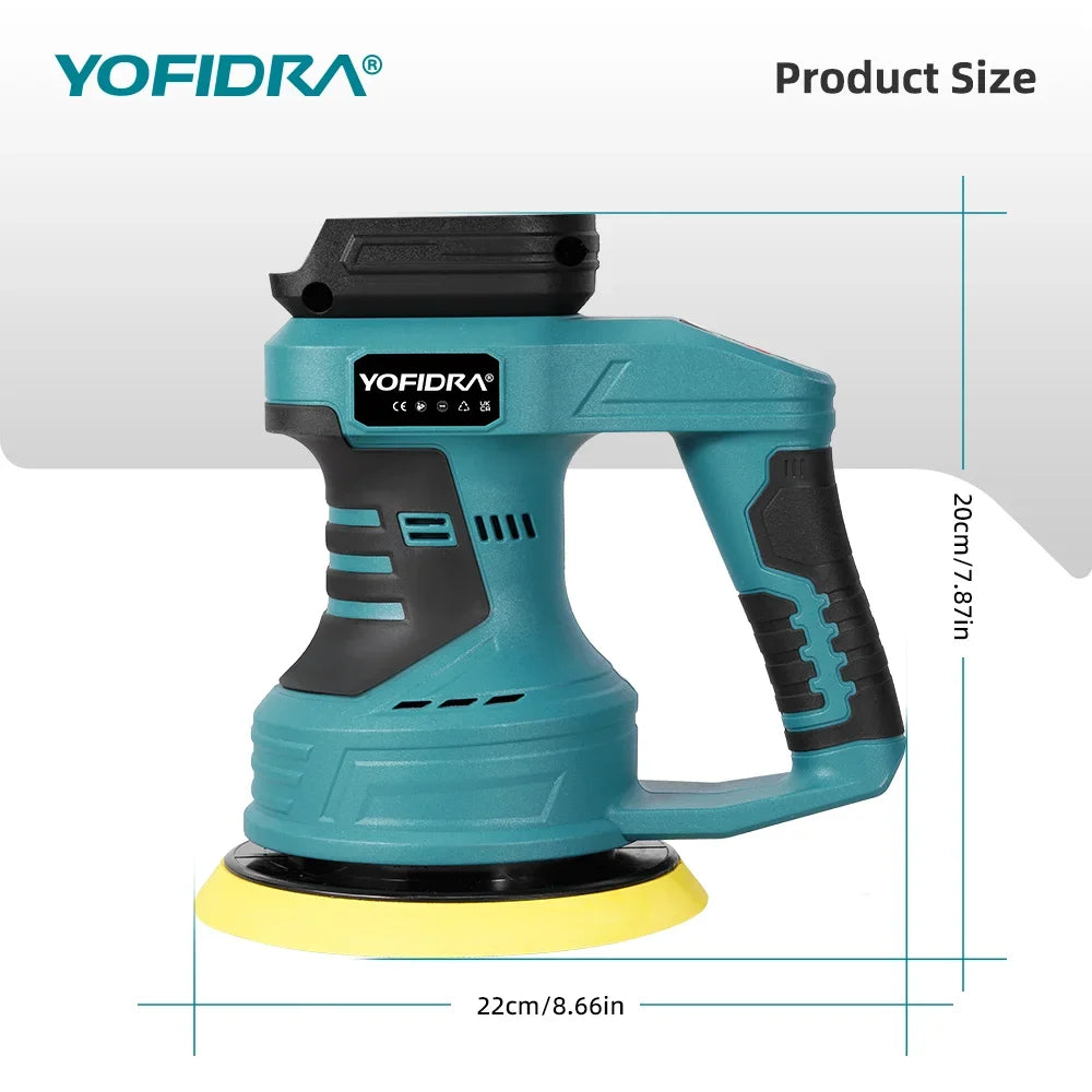 Polidora Automotiva Sem Fio YOFIDRA com 8 Velocidades Ajustáveis, Ferramenta Elétrica para Polimento, Lixamento e Selagem, Compatível com Bateria Makita 18-21V