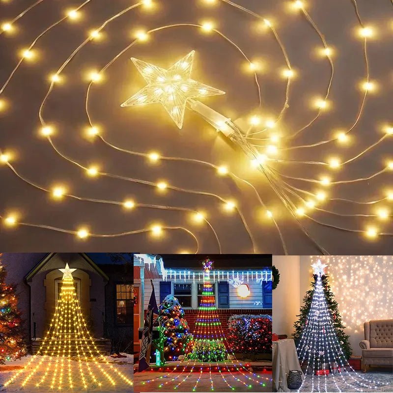 Decoração de natal 2025 luzes de decoração de férias solares led luzes de corda de natal ao ar livre estrelas brilhantes natal