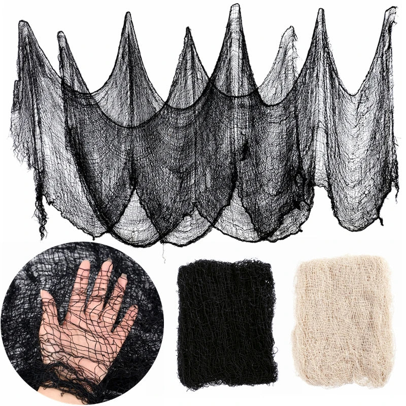 2m/4m decorações de halloween preto assustador gaze pano janela mesa porta net assustador fantasia vestido festa casa assombrada parede decoração diy