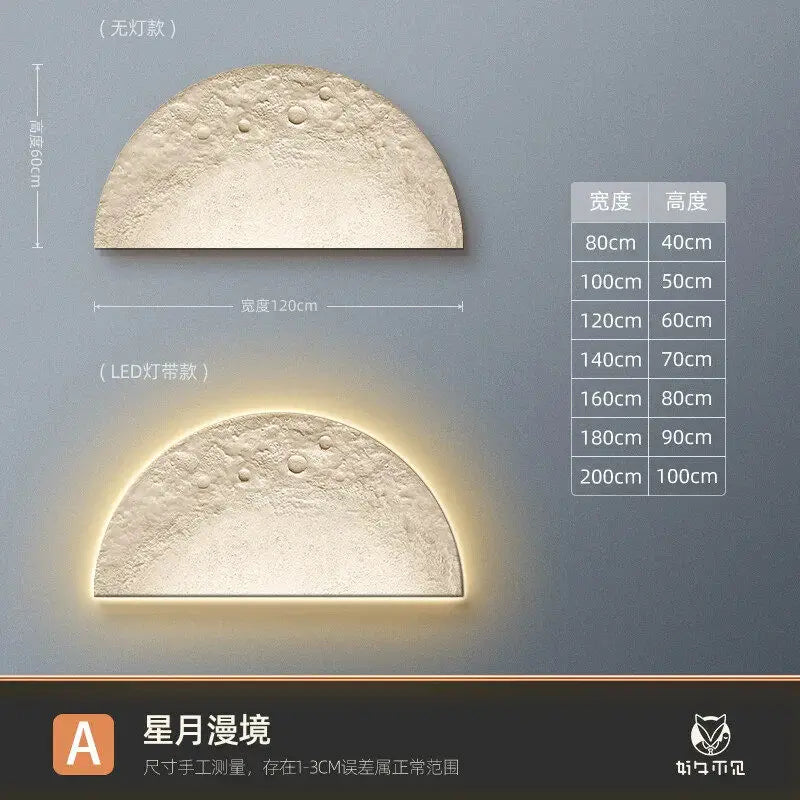 Pintura Decorativa para Sala de Estar com Tema Lunar, Pintura com Lâmpada LED de Parede, Painel de Fundo, Sensação de Alto Padrão, Pintura Suspensa em Arenito