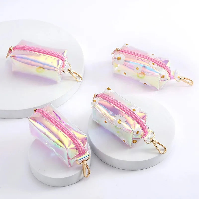 Novo pet cocô selecionador de couro a laser saco lixo escudo colorido transparente alto volume biodegradável dispensador suprimentos para animais estimação