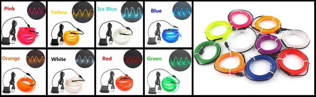 5m interior do carro conduziu a luz de tira néon el fiação lâmpada decorativa para auto diy flexível luz ambiente usb festa atmosfera diodo