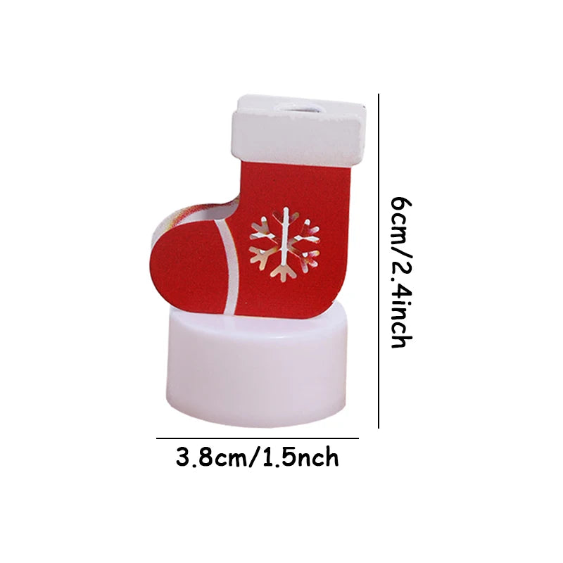 LED Christmas Candle Lamp Decorações, pequena Santa, boneco de neve, árvore de Natal, Holiday Night Lights, Home Party, Jardim