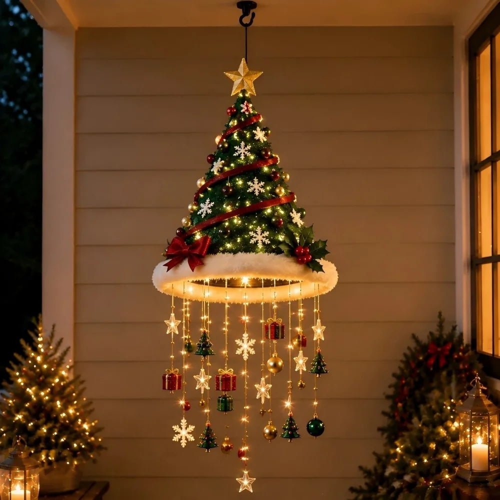 Chapéu de Papai Noel Iluminado com Flocos de Neve, Pendente para Árvore de Natal, Lanterna Suspensa, Decoração de Natal para Casa, Presentes para Festa de Ano Novo