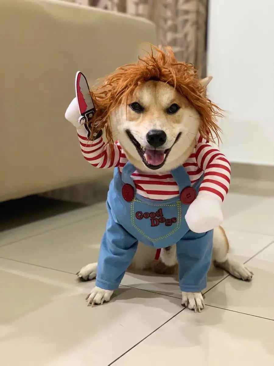 Fantasia de Halloween para Animais de Estimação – Vestido para Cães Pequenos e Médios – Roupa Divertida e Estilosa para Cães e Gatos Brincando com Roupas Engraçadas