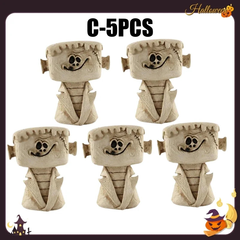 Decoração de Halloween: Fantasma, Abóbora e Múmia - Enfeite de Resina Assustador para Mesa, Perfeito para Noite de Halloween, Sala de Estar e Festas