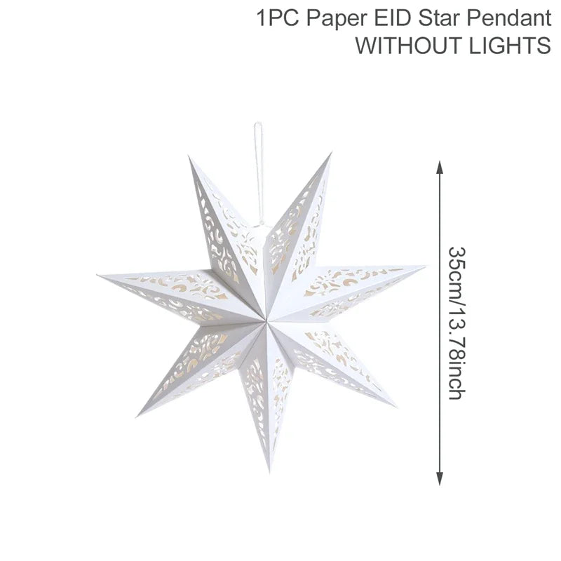 Estrela oca pendurado pingentes ramadan decoração 2024 para casa navidad natal noel presentes enfeites de natal ano novo 2024