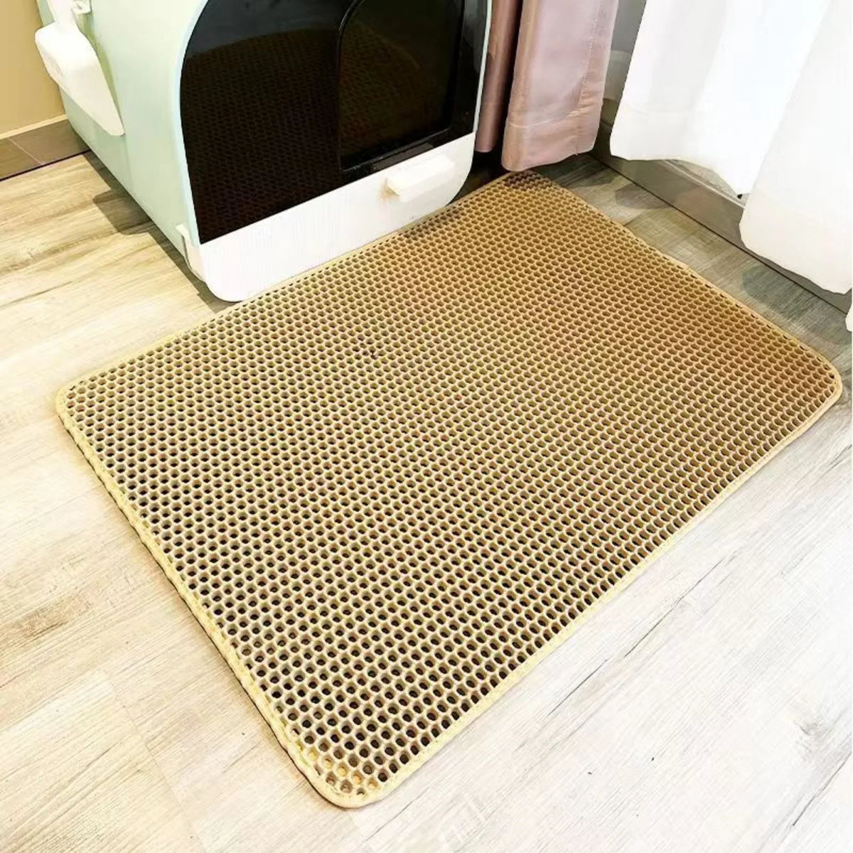Tapete de areia extra grande para gatos, resistente, à prova d'água, 2 camadas, antiderrapante, lavável, protetor de piso para animais de estimação, caixa de areia