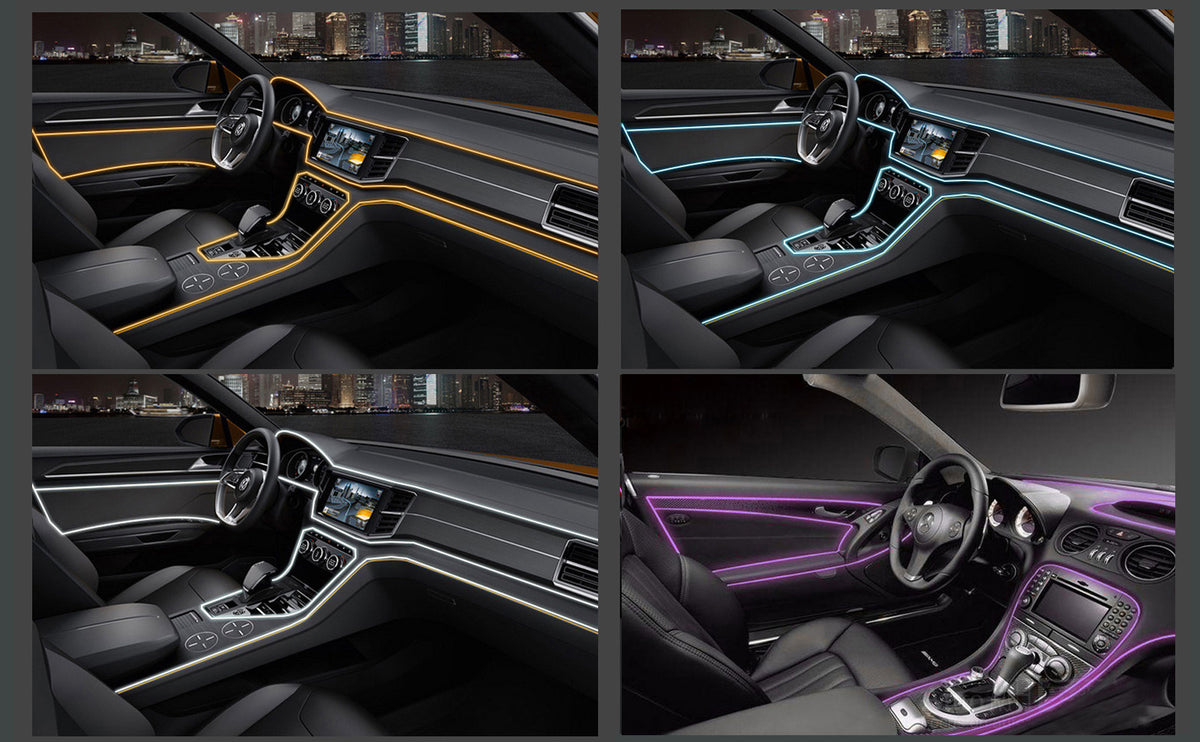 Carro Interior LED Strip Light, Neon EL Fiação, Lâmpada Decorativa para Auto, Luz Ambiente Flexível, Diodo de Festa Atmosfera, USB, 5m