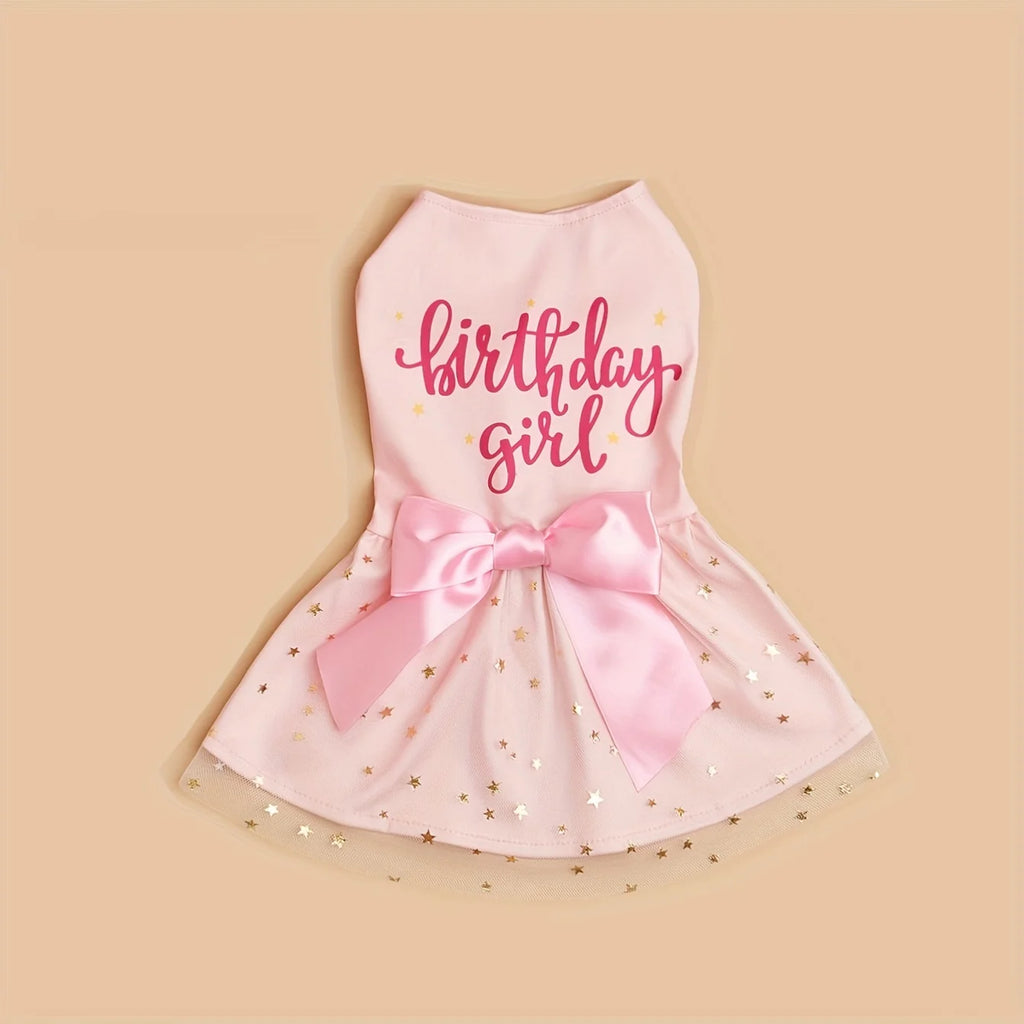 Vestido para cachorro e menina, roupas para animais de estimação, cachorrinho, laço rosa, tule, lantejoulas, roupas para cachorro