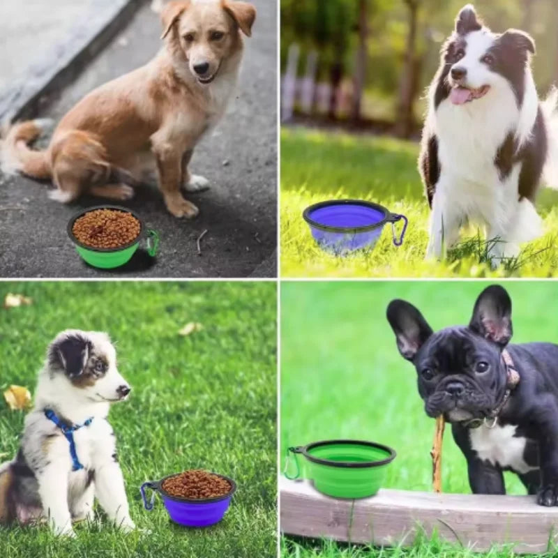 Tigela de comida para animais de estimação portátil tpr durável para gatos e cães silicone dobrável viagem ao ar livre tigela de comida de água para animais de estimação