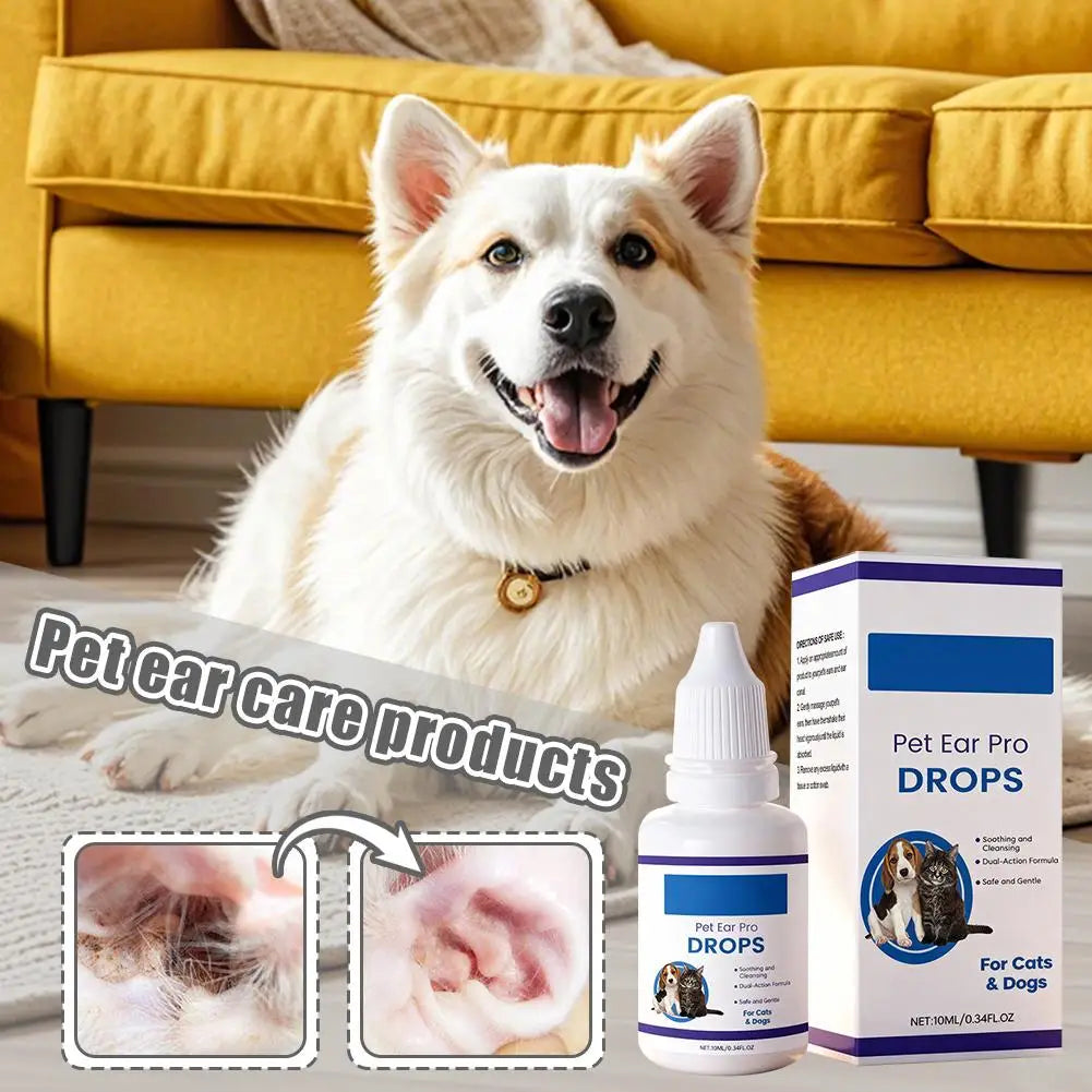 Gotas para Cuidado de Ouvidos de Animais de Estimação para Cães e Gatos Sensíveis, Seguras e Eficazes, 1/2/3 CAIXAS, Aliviam Coceira, Reduzem Odor, Líquido de Limpeza de Cera de Ouvido para Animais de Estimação