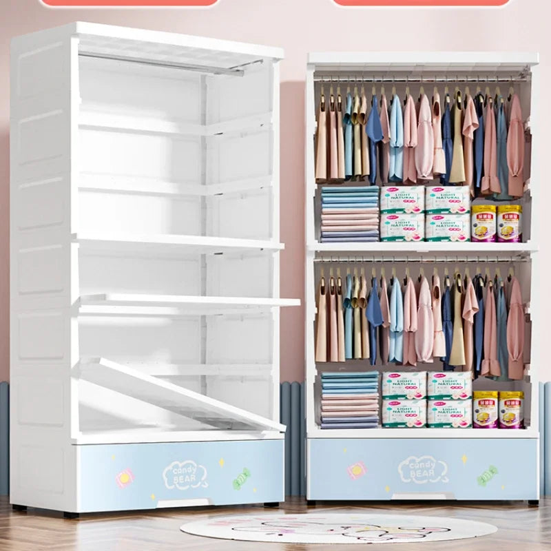 Rack de roupas crianças guarda-roupas armário de armazenamento plástico quarto crianças guarda-roupas bebê szafa na ubrania móveis para casa mr50cw