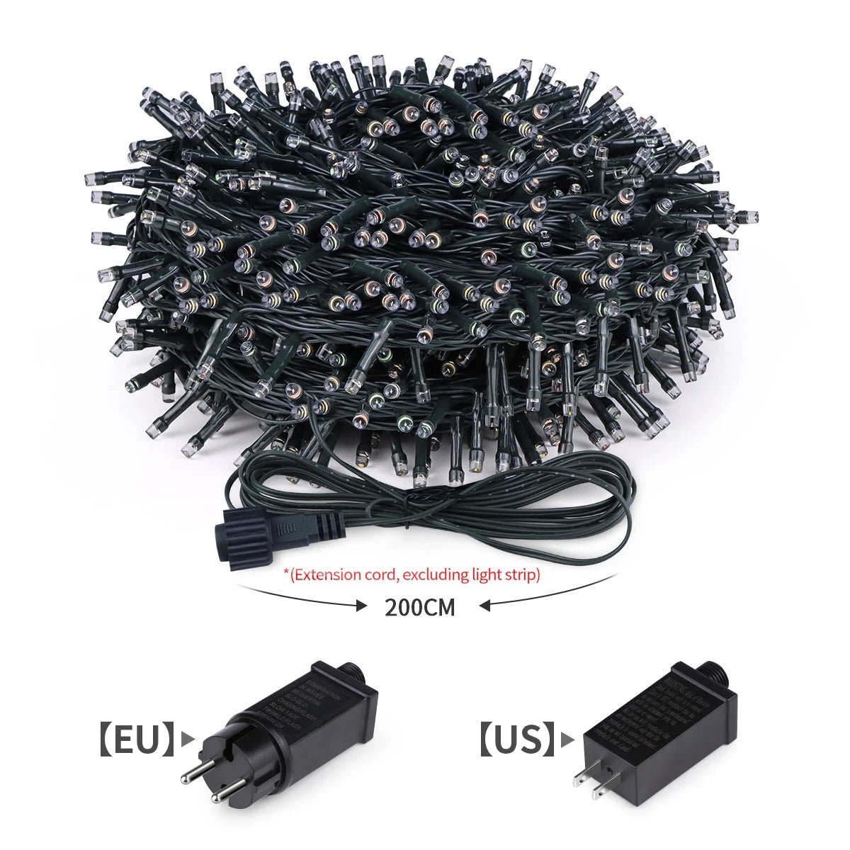 Luzes de corda LED para decoração de Natal à prova d'água, plugue UE/EUA 24V, guirlanda de luzes de fadas para decoração de quarto de jardim ao ar livre