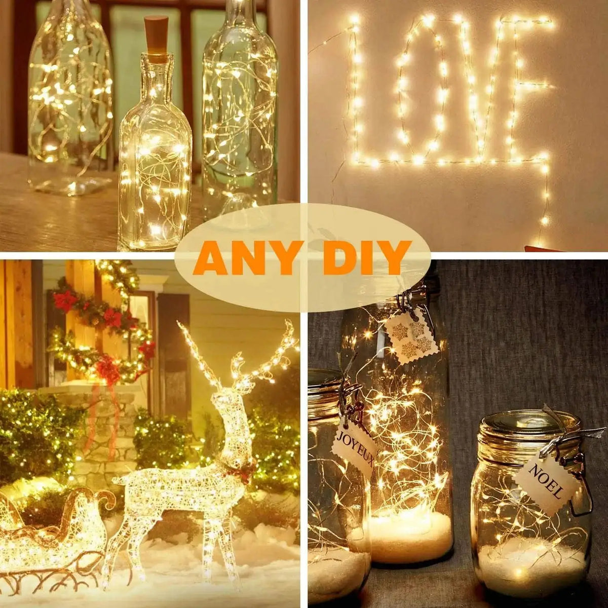Luzes de corda solares impermeáveis ao ar livre Fairy Lights, Luzes de Natal para jardim, pátio, decorações de casamento, 8 modos