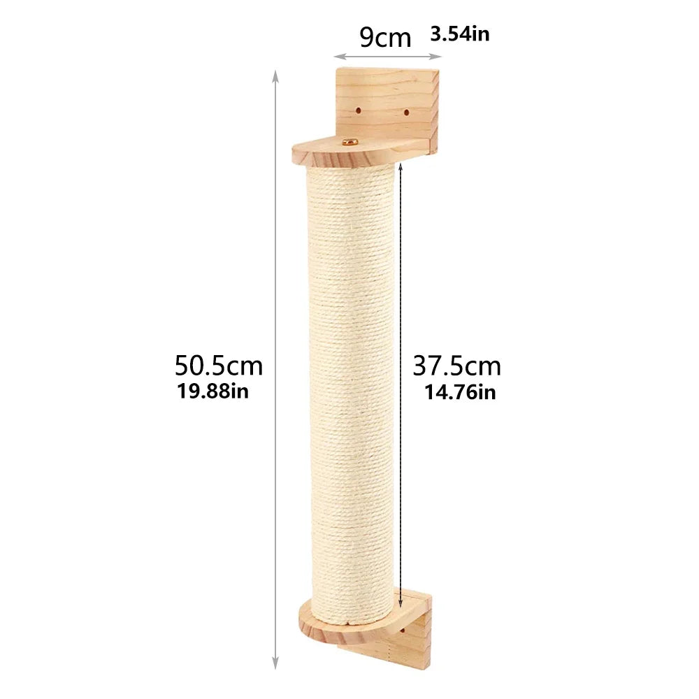 Pós de arranhar para gatos montado na parede, móveis de parede, árvore de madeira para gatos grandes, colunas mais grossas para multi-funções