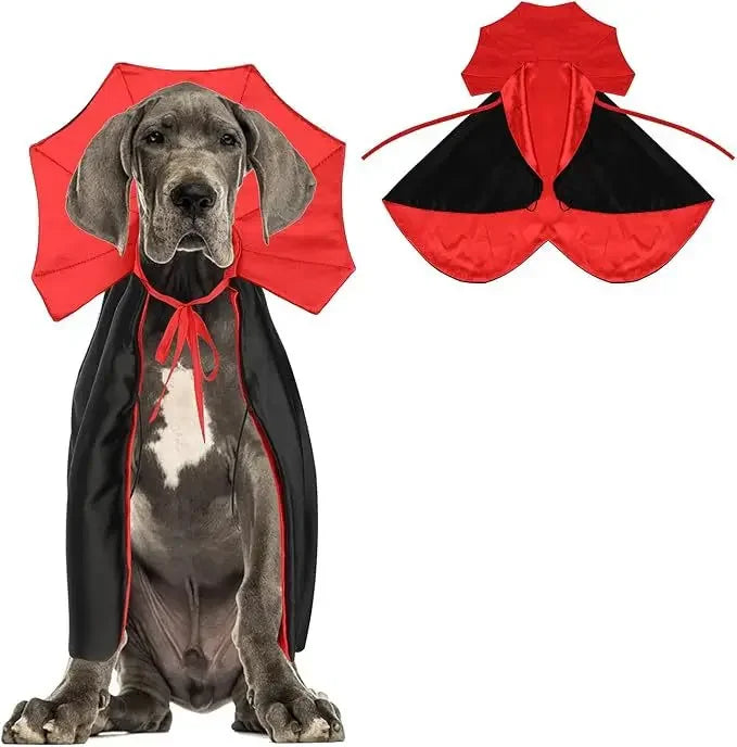 Fantasia de Vampiro para Animais de Estimação para o Halloween - Capa Confortável de Nylon com Fecho de Tira, Adequada para Cães e Gatos de Pequeno e Médio Porte
