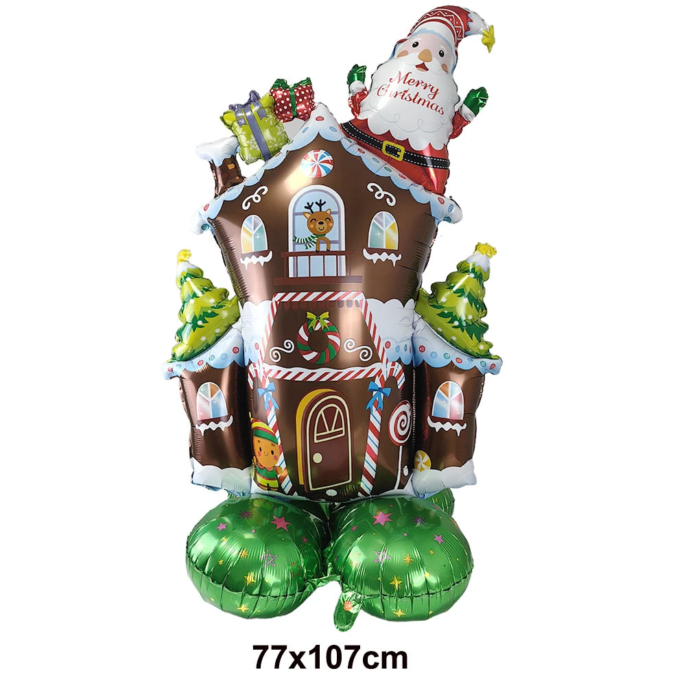 Balão Metalizado de Natal: Boneco de Neve, Rena, Árvore de Natal, Caixa de Presente, Bengala Doce, Luminária de Rua - Decoração de Festa de Inverno e Natal