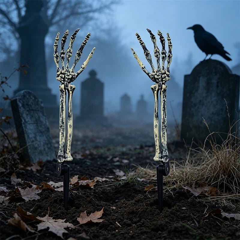 Decoração de Braços de Esqueleto para Halloween, Mãos de Esqueleto Realistas para Decoração de Jardim e Cemitério, Estacas de Esqueleto para Festa ao Ar Livre - Kasa & Pet
