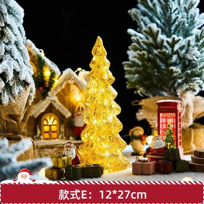 Árvore de natal luz noturna de vidro para casa natal romântico feriado atmosfera arbol de navidad ornamentos led decoração luminosa - Kasa & Pet