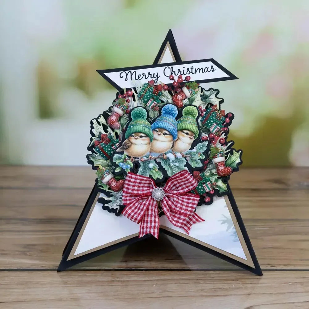 Cortador de Metal e Estêncil para Papel DIY de Álbum de Fotos com Temas de Natal: Brilho Cintilante, Confetes, Raminhos e Bagas