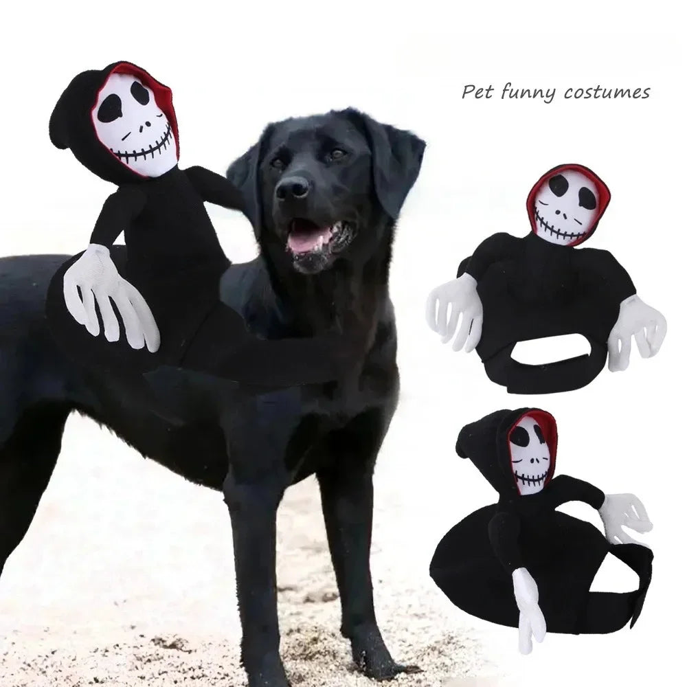 Fantasia de Halloween para Cães de Estimação, Estilo Esqueleto Ceifador, Roupa de Cosplay para Cães, Traje Engraçado para Cães de Médio e Grande Porte, Vestido de Festa para Cães