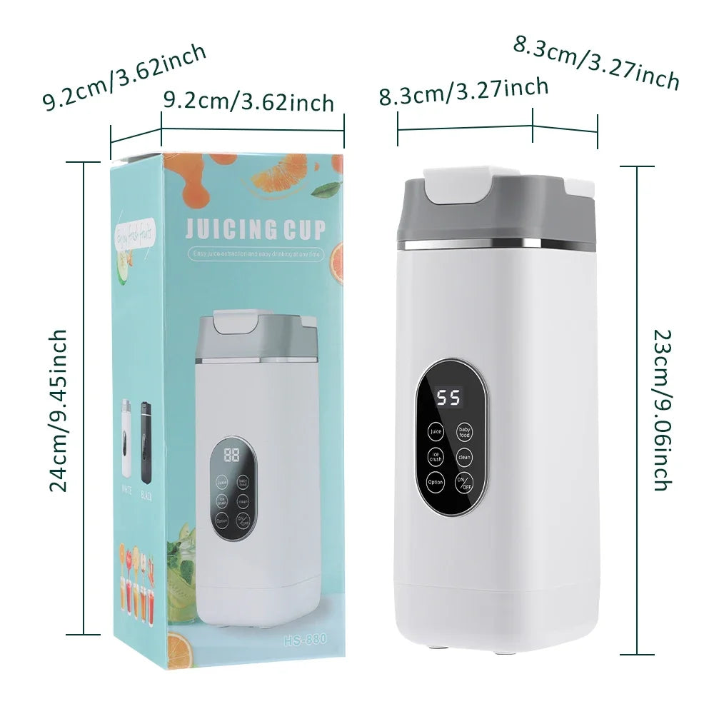 Liquidificador de Frutas Doméstico 400ML, Espremedor Elétrico Portátil, Máquina de Milkshake Multifuncional com 6 Lâminas