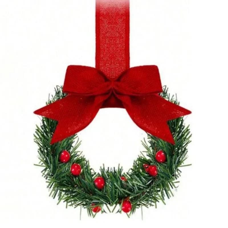 4 Peças de Mini Guirlandas de Natal, Decorações para Janelas, Laços de Fita, Frutas Vermelhas, Decorações para Festas de Natal em Casa