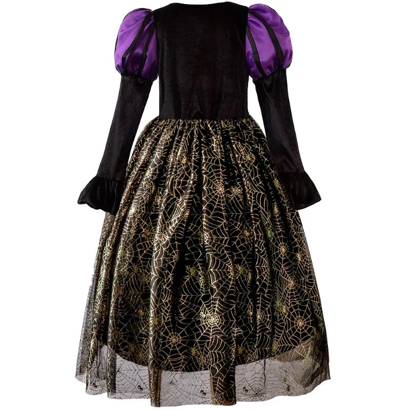 Fantasia de bruxa de Halloween para meninas, vestidos de vampiro para crianças, roupas de festa de carnaval, roupas para crianças