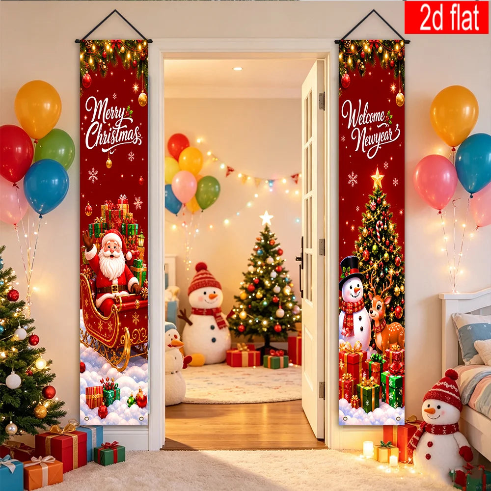 Decorações natalinas, elementos decorativos com tema natalino, varandas interiores e exteriores, fachada da sala de estar.