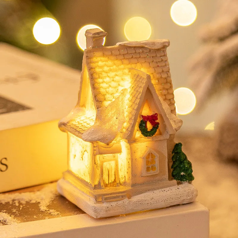 Enfeite de Natal em Resina, Casa em Miniatura, Decoração de Mesa, Figurinha de Aldeia Natalina, Decoração de Mesa para Casa de Férias, Presente de Natal