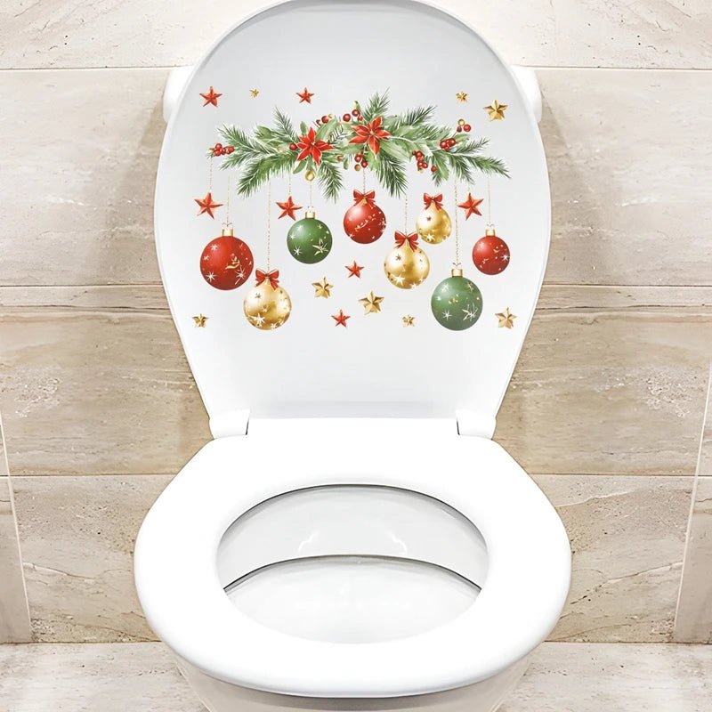 Natal boneco de neve adesivo higiênico feliz natal festa decoração 2025 natal decoração do banheiro navidad natal presente de ano novo 2026