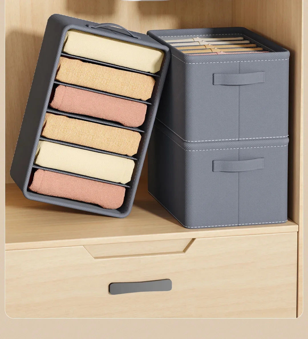 Caixa organizadora de roupa com 6/7/9 compartimentos, para guardar calças mais grossas, dobrável, com divisórias, ideal para camisolas, camisas e gavetas de armários e guarda-roupas.