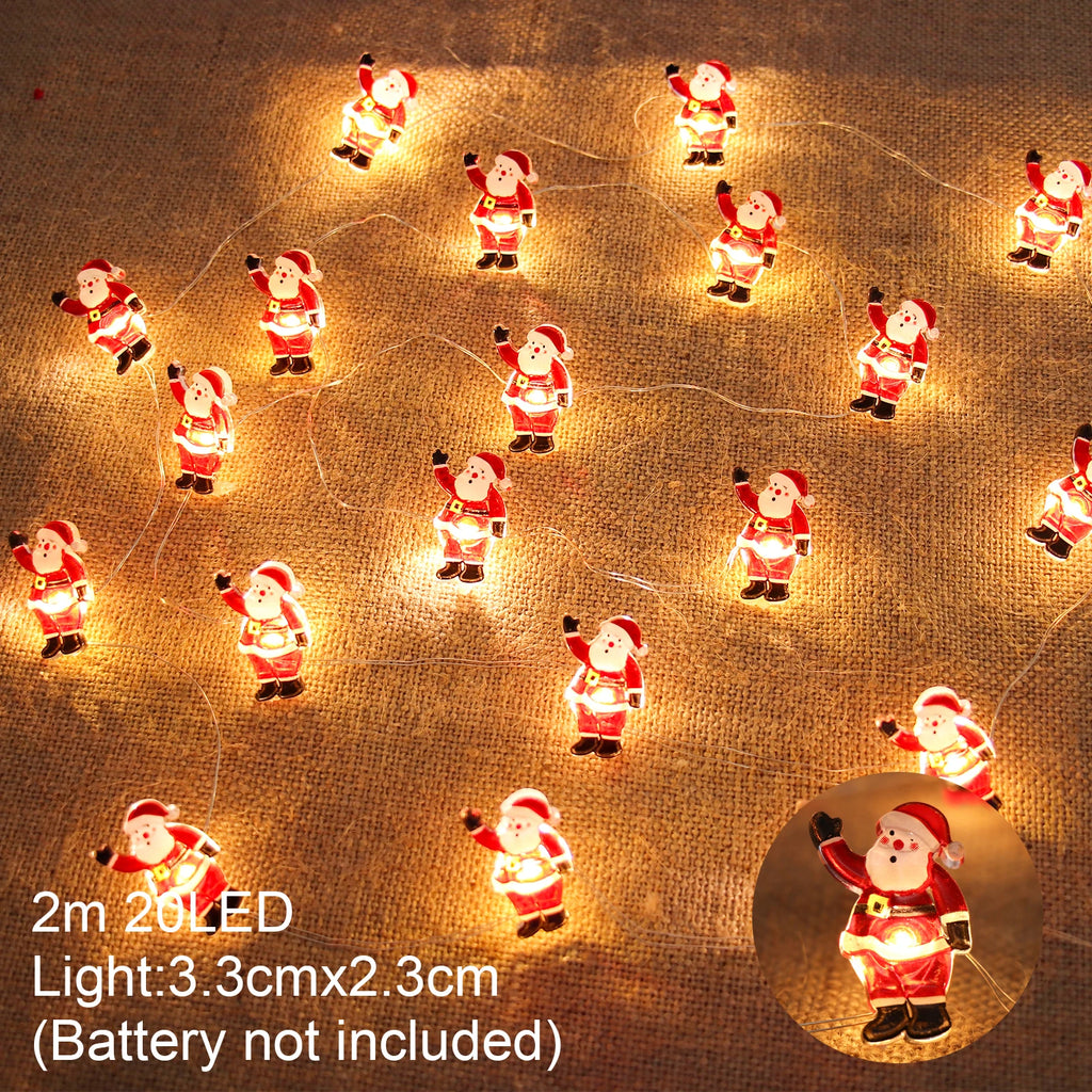 Papai noel natal led luz corda feliz natal decoração para casa 2025 enfeites de árvore de natal navidad presentes de natal ano novo