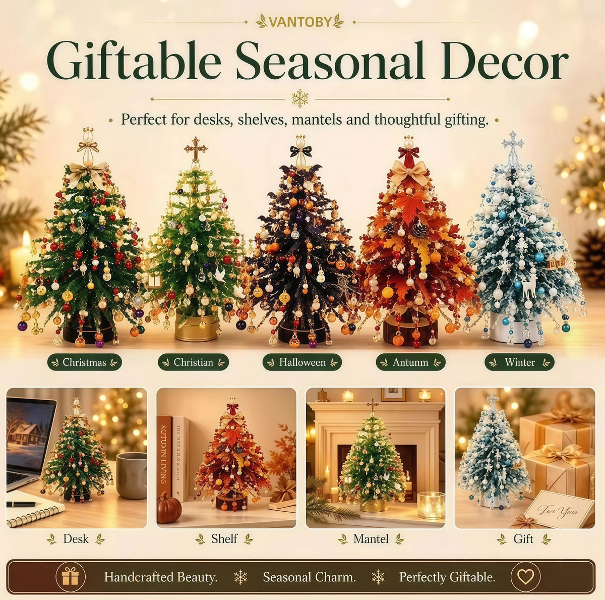 Conjunto de árvore de Natal com contas para montar – contas de cristal feitas à mão, com luzes LED, para decoração natalina em casa, ideal para adultos e crianças, e como presente.