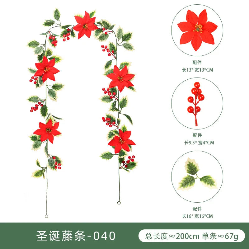 Guirlanda de Natal artificial - perfeita para atmosfera festiva - ideal para Natal, aniversário, casamento, aniversário, decoração de arco de parede