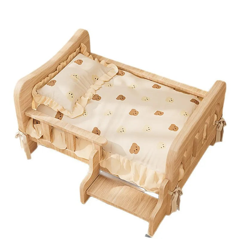 Cama para animais de estimação, cama para cães de madeira maciça, cama para gatos para todas as estações, sofá para dormir para animais de estimação, cama para gatos e cama para cães, prateleira para gatos, condomí