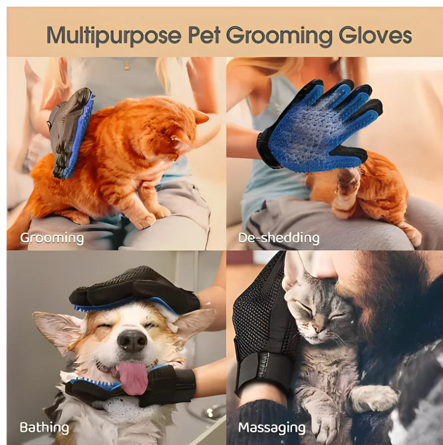 Luva Removedora de Pelos para Cães e Gatos, Escova Massageadora para Higiene e Limpeza de Animais de Estimação, Acessórios para Gatos