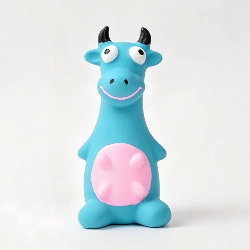 Brinquedos de látex para animais de estimação: brinquedos de borracha para mastigar, com formatos de boi e ovelha, ideais para limpar os dentes dos cães. Brinquedo para mastigar resistente a mordidas, com som, para cães.