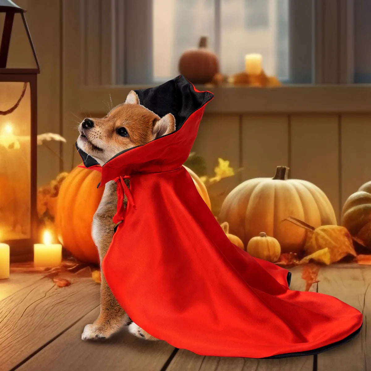 Fantasia de Vampiro para Animais de Estimação para o Halloween - Capa Confortável de Nylon com Fecho de Tira, Adequada para Cães e Gatos de Pequeno e Médio Porte